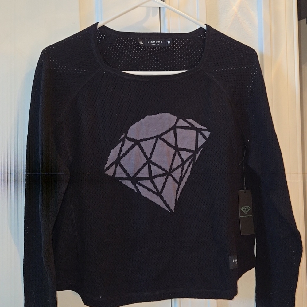 Diamond Supply Co. Black and Gray Mesh Sweatshirt